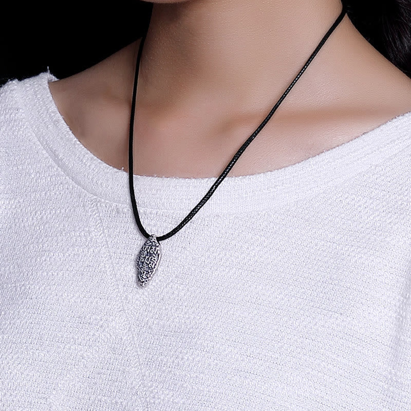 Buddha Stones Tibetan 925 Sterling Silver Om Mani Padme Hum Dorje Vajra Engraved Strength Necklace Pendant - image 5