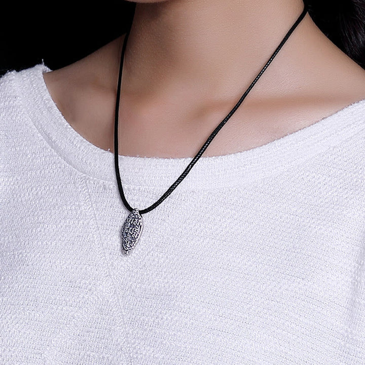 Buddha Stones Tibetan 925 Sterling Silver Om Mani Padme Hum Dorje Vajra Engraved Strength Necklace Pendant - image 5