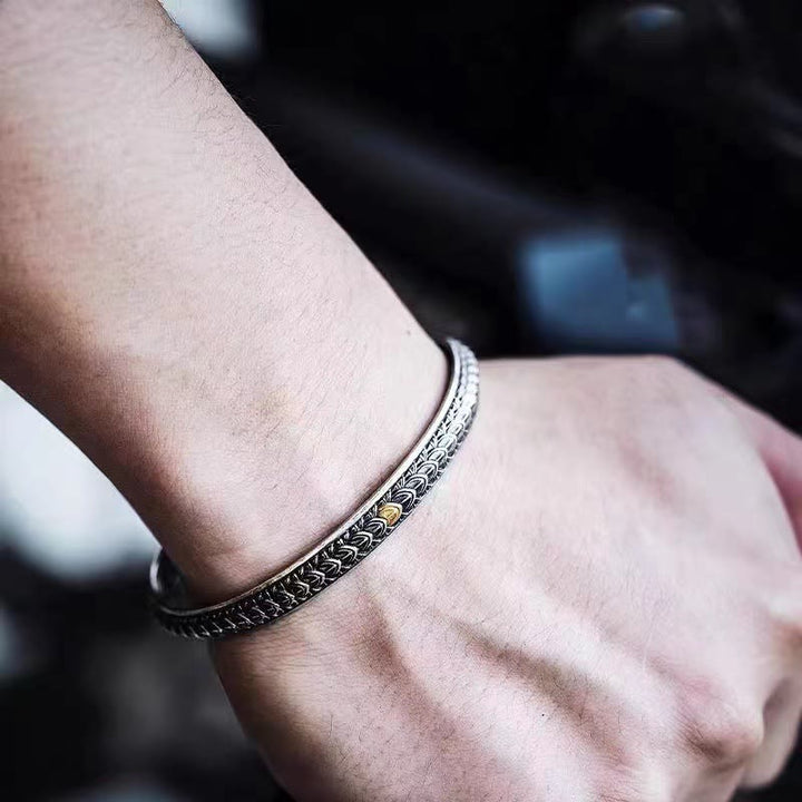 Buddha Stones Vintage Dragon Scales Pattern Luck Wealth Cuff Bracelet Bangle - image 3