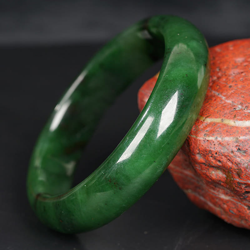 Natural Hetian Cyan Jade Happiness Success Bracelet Bangle - image 5