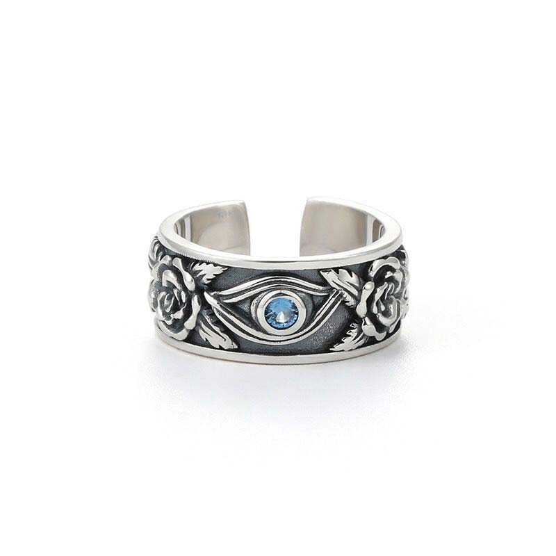 Buddha Stones Eye Of Horus Crystal Protection Adjustable Ring - image 5