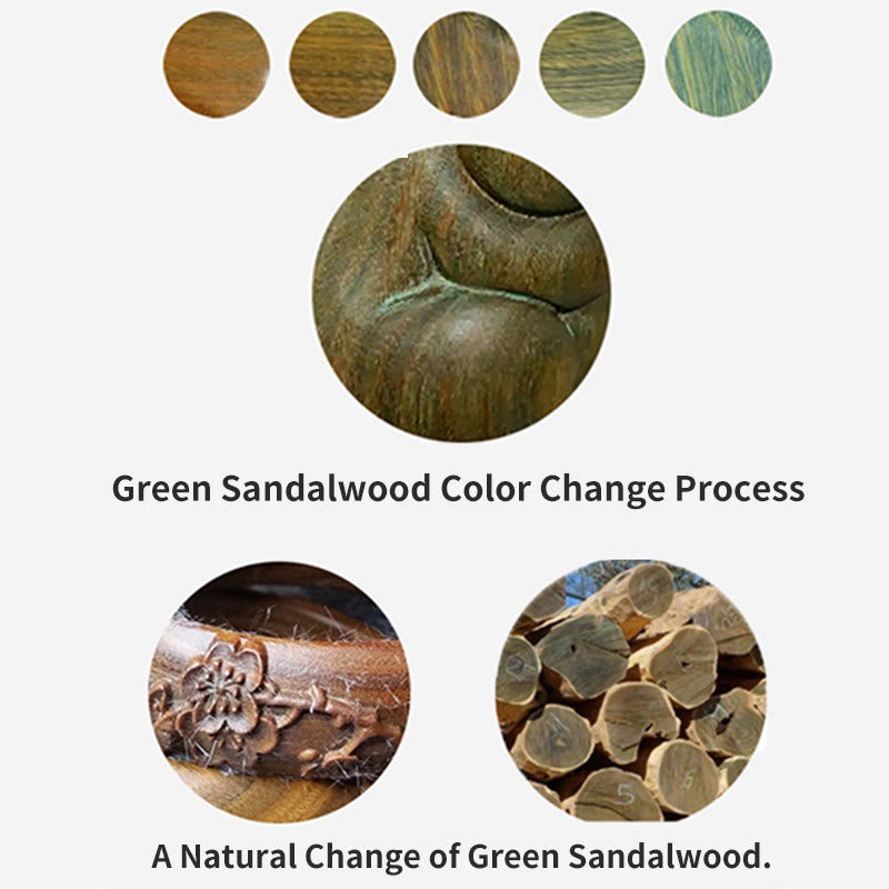 Buddha Stones Small Mini Green Sandalwood Lucky Cat Carved Soothing Decorations - image 8