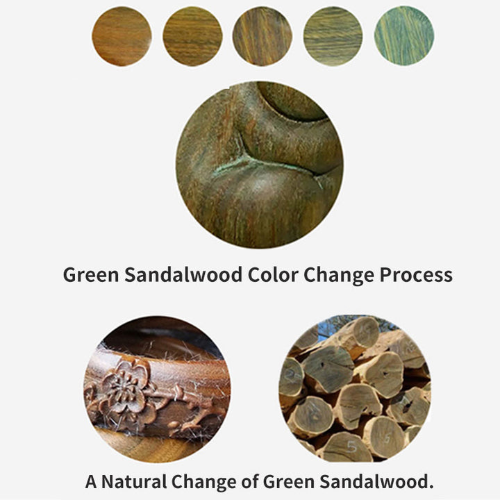 Buddha Stones Small Mini Green Sandalwood Lucky Cat Carved Soothing Decorations - image 8