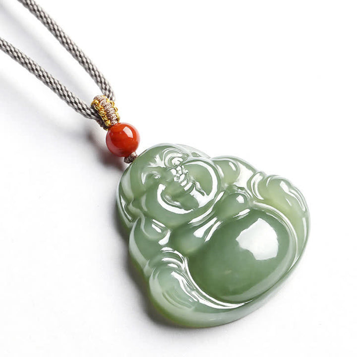 Laughing Buddha Hetian Jade Abundance Necklace String Pendant - image 12