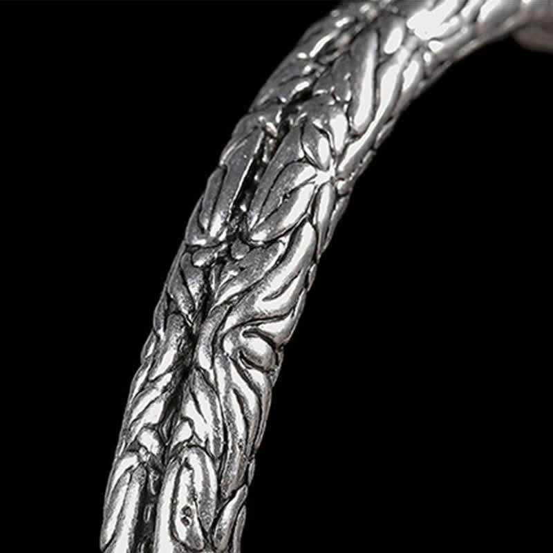 Flower Dragon Pattern Engraved Balance Cuff Bracelet Bangle - image 5
