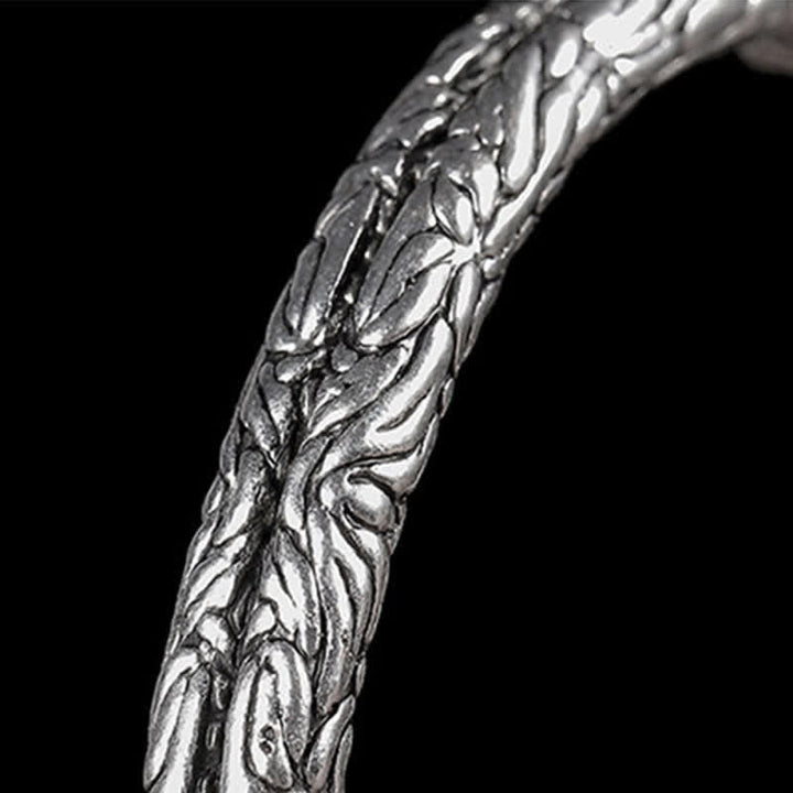 Flower Dragon Pattern Engraved Balance Cuff Bracelet Bangle - image 5
