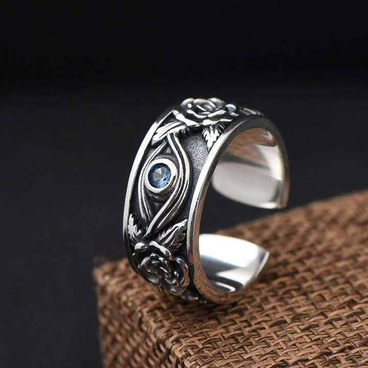 Buddha Stones Eye Of Horus Crystal Protection Adjustable Ring - image 2