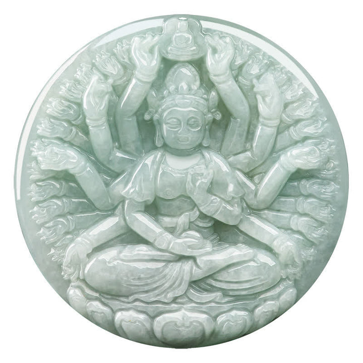 Thousand-Hand Kwan Yin Avalokitesvara Jade Blessing String Necklace Pendant - image 12