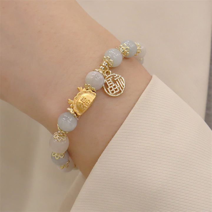 Buddha Stones Year Of The Dragon Red Agate Strawberry Quartz Black Obsidian Jade Garnet Pearl Cinnabar Dumpling Dragon Luck Fu Character Bracelet - image 21