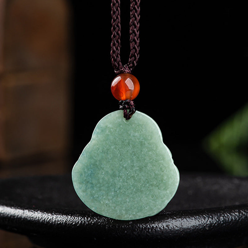 Buddha Stones Laughing Buddha Cyan Jade Success Necklace String Pendant - image 8