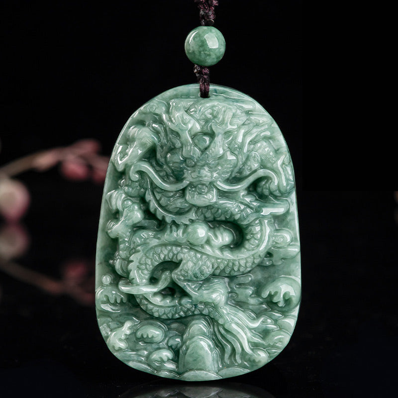 Buddha Stones Chinese Zodiac Dragon Jade Prosperity Necklace Bead String Pendant - image 6