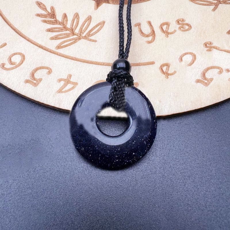 Buddha Stones Natural Lucky Coin Peace Buckle Pendant Healing Crystal Gemstone Necklace