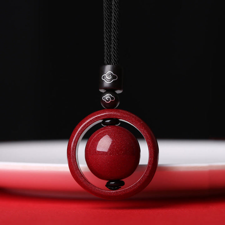 Buddha Stones Cinnabar Om Mani Padme Hum PiXiu Blessing Lucky Bead Necklace Pendant - Auspicious Clouds - Black Rope - image 23