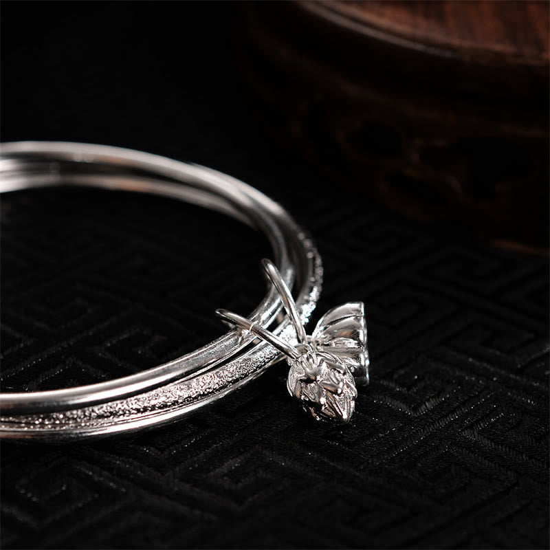 Buddha Stones Lotus Flower Pod White Copper New Beginning Bracelet Bangle - image 4