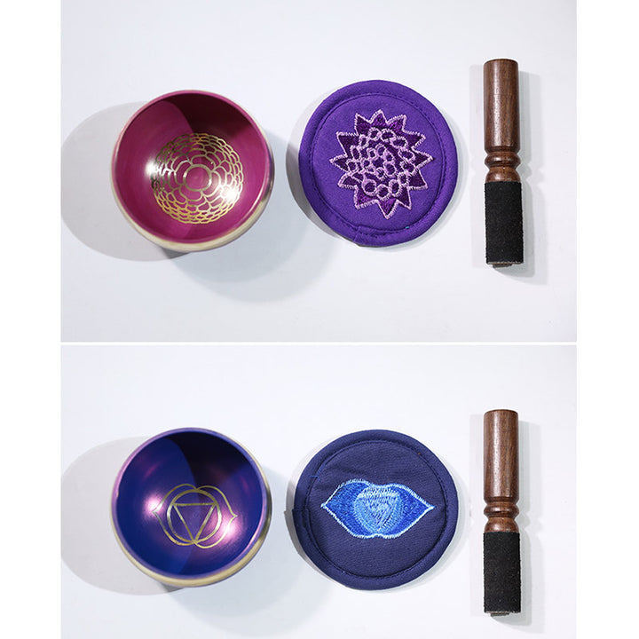 Buddha Stones Tibetan Sound Bowl Handcrafted for Chakra Healing and Mindfulness Meditation Singing Bowl Set