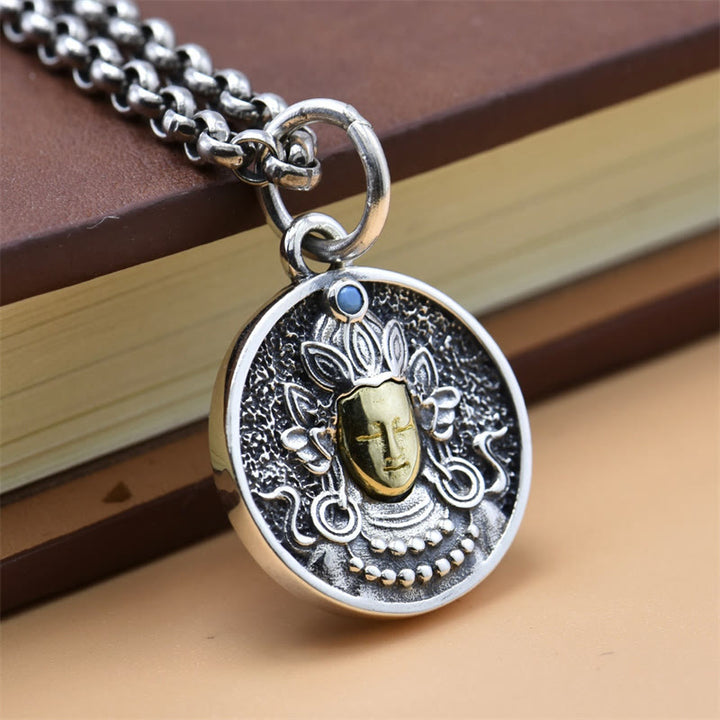 Buddha Stones 925 Sterling Silver Green Tara Double Dorje Vajra Protection Necklace Pendant - image 5