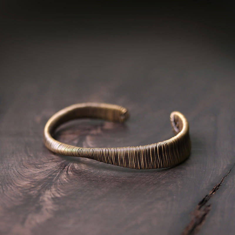 Buddha Stones Simple Design Wrapped Copper Luck Wealth Adjustable Cuff Bracelet - image 6