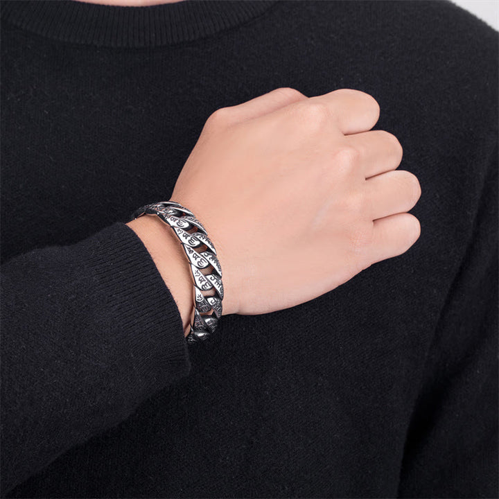 Buddha Stones Tibetan Om Mani Padme Hum Mantra Titanium Steel Peace Cuf Bangle Bracelet - image 10