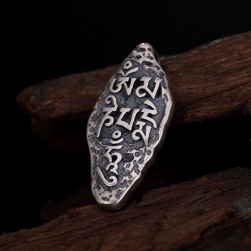 Buddha Stones Tibetan 925 Sterling Silver Om Mani Padme Hum Dorje Vajra Engraved Strength Necklace Pendant - image 15