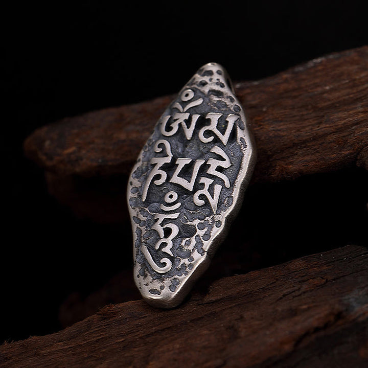 Buddha Stones Tibetan 925 Sterling Silver Om Mani Padme Hum Dorje Vajra Engraved Strength Necklace Pendant - image 15