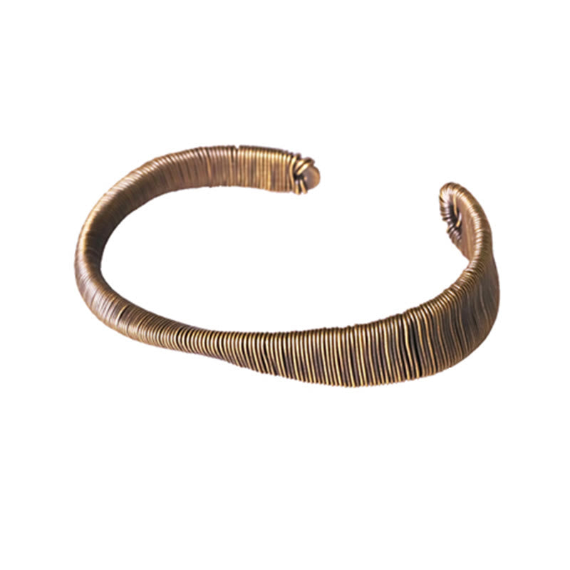 Buddha Stones Simple Design Wrapped Copper Luck Wealth Adjustable Cuff Bracelet - image 14