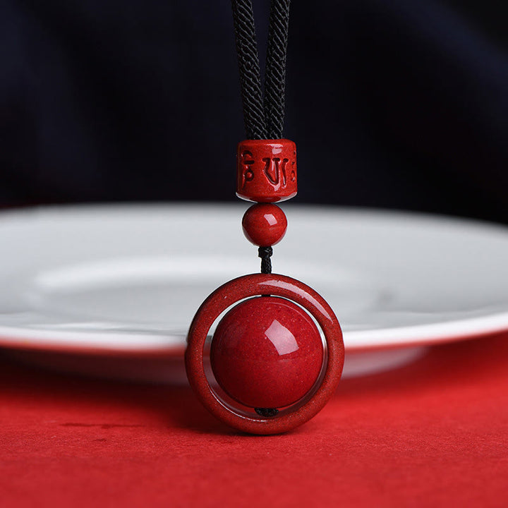 Buddha Stones Cinnabar Om Mani Padme Hum PiXiu Blessing Lucky Bead Necklace Pendant - Om Mani Padme Hum - Black Rope - image 16