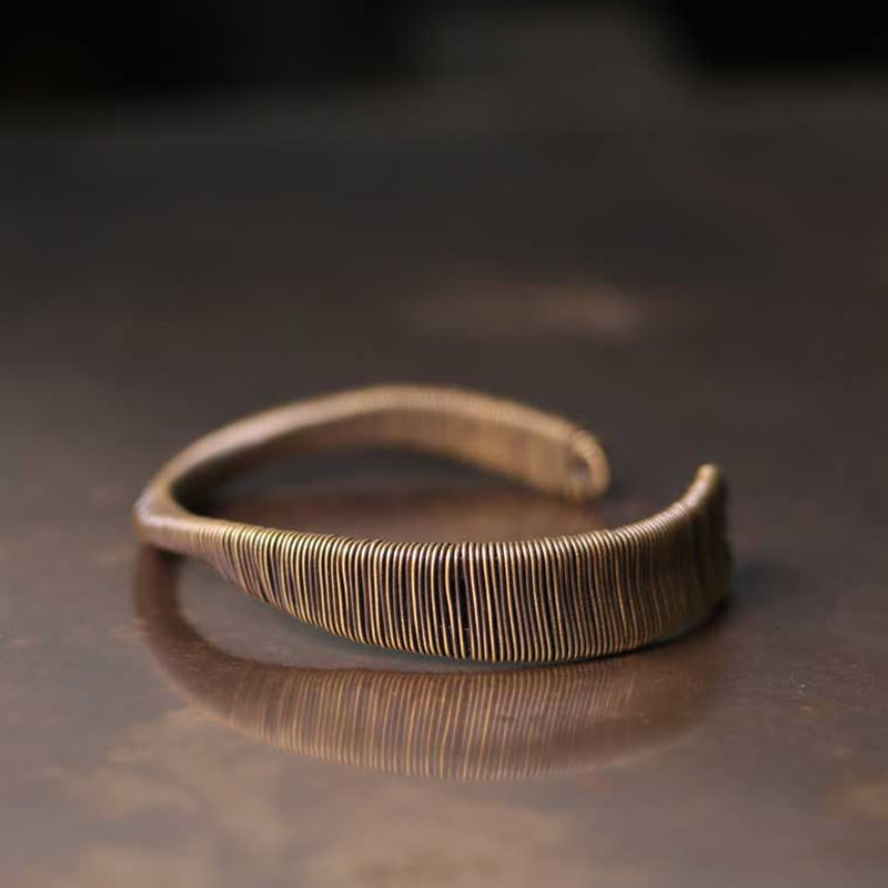 Buddha Stones Simple Design Wrapped Copper Luck Wealth Adjustable Cuff Bracelet - image 3