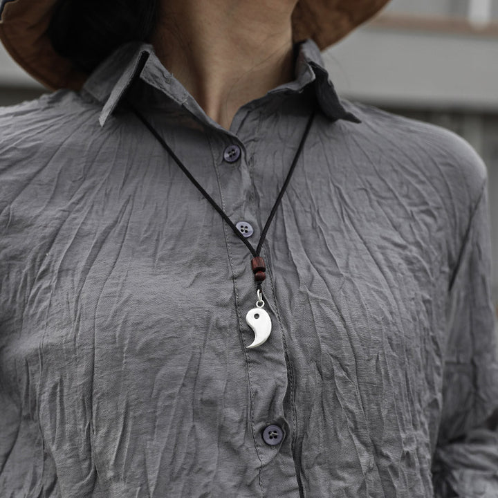 Buddha Stones 990 Sterling Silver Yin Yang Balance Harmony Necklace Pendant - image 10