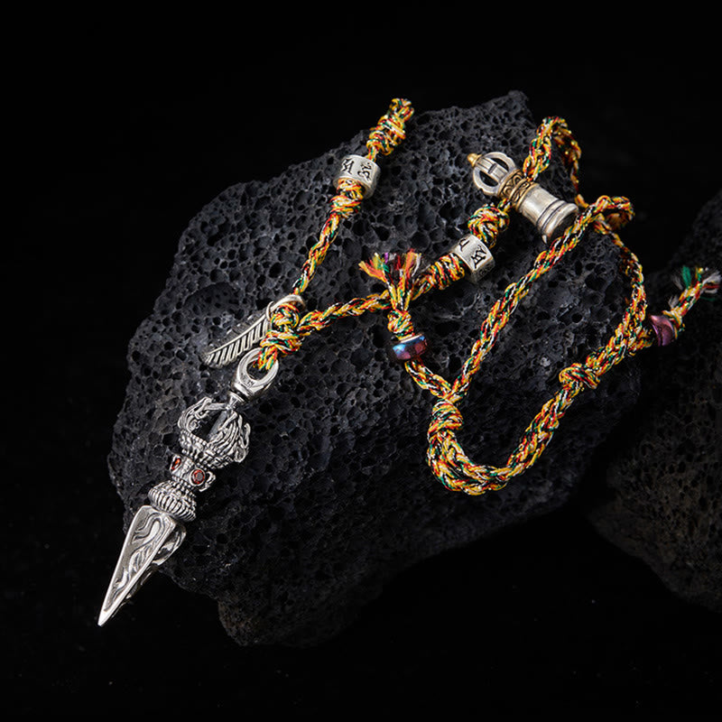 Tibetan Handmade 925 Sterling Silver Dorje Vajra Om Mani Padme Hum Feather Strength Necklace Pendant - Dorje/Vajra(Enlightenment♥Spiritual Power) - image 0