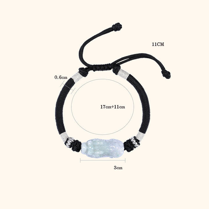 Buddha Stones Handmade Natural Jade PiXiu Luck Prosperity Braided String Bracelet - image 12