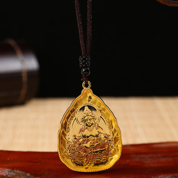 Tibetan Buddha Liuli Crystal Serenity Necklace Pendant - Gold Buddha - image 3