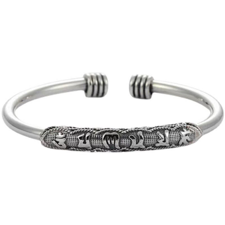 Buddha Stones Om Mani Padme Hum Engraved Peace Cuff Bracelet Bangle - image 2