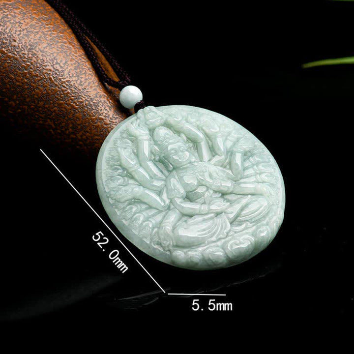 Thousand-Hand Kwan Yin Avalokitesvara Jade Blessing String Necklace Pendant - image 11