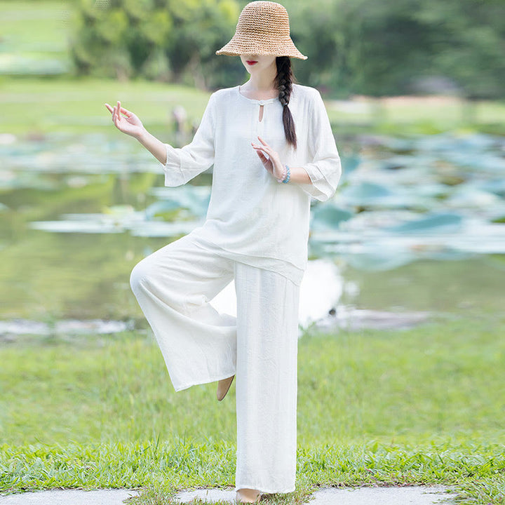 Tai Chi Meditation Prayer Zen Spiritual Morning Practice Clothing Women's Set - image 2