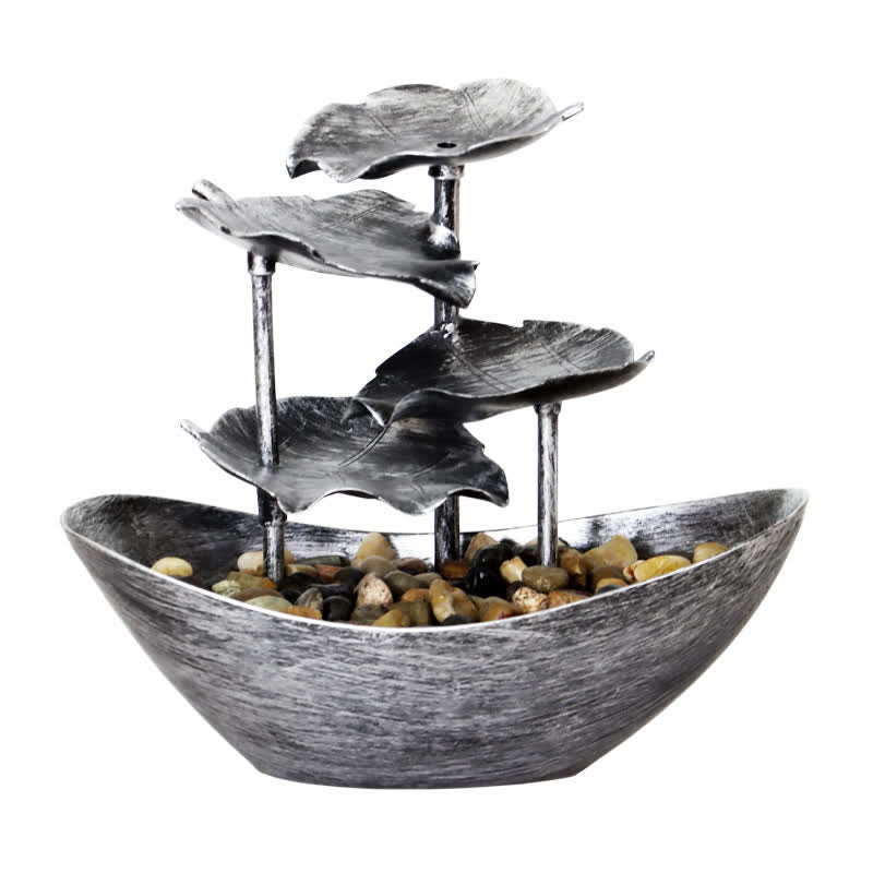 Buddha Stones Lotus Leaf Shaped Waterfall Fountain Tabletop Ornaments With LED Light Home Office Desktop Decoration - image 3