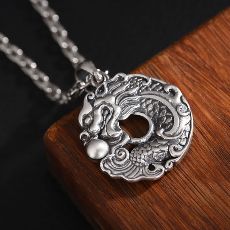 Koi Fish Dragon Peace Buckle Wealth Necklace Pendant - image 6