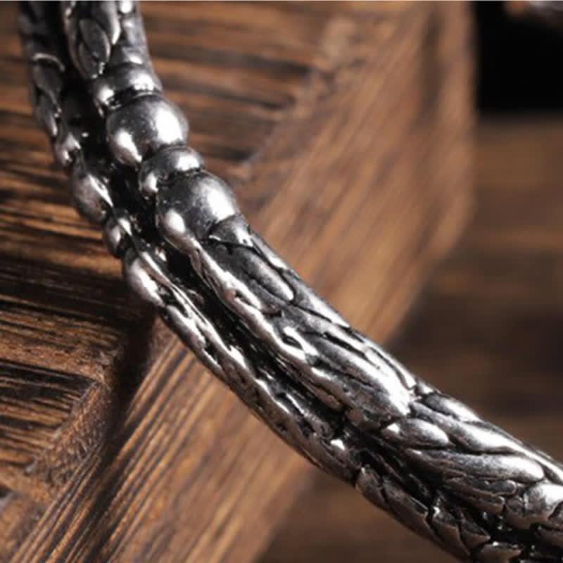 Flower Dragon Pattern Engraved Balance Cuff Bracelet Bangle - image 6