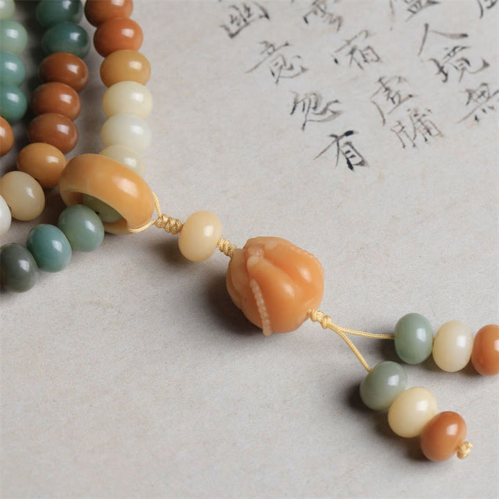 Buddha Stones 108 Mala Beads Gradient Bodhi Seed Buddha Hand Engraved Peace Bracelet - image 6