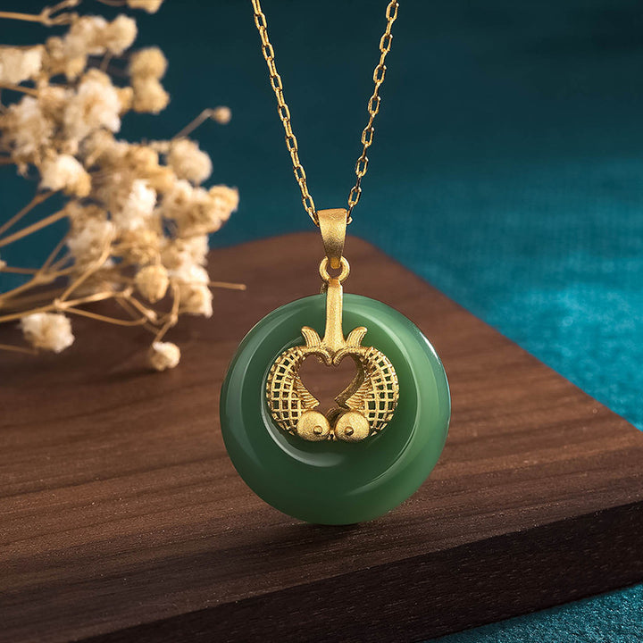 Buddha Stones Cyan Jade Koi Fish Luck Necklace Pendant - Cyan Jade (Success ♥ Luck) - image 1