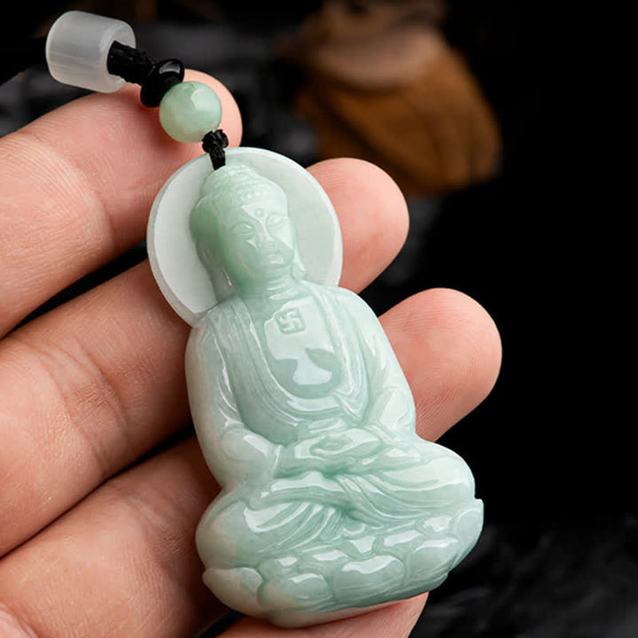 Buddha Stones Amitabha Buddha Jade Amulet Compassion String Necklace - image 13