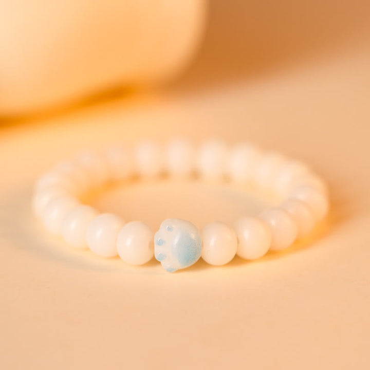 Buddha Stones Natural Bodhi Seed Lovely Paw Lucky Cat Paw Peace Bracelet - Blue - image 9
