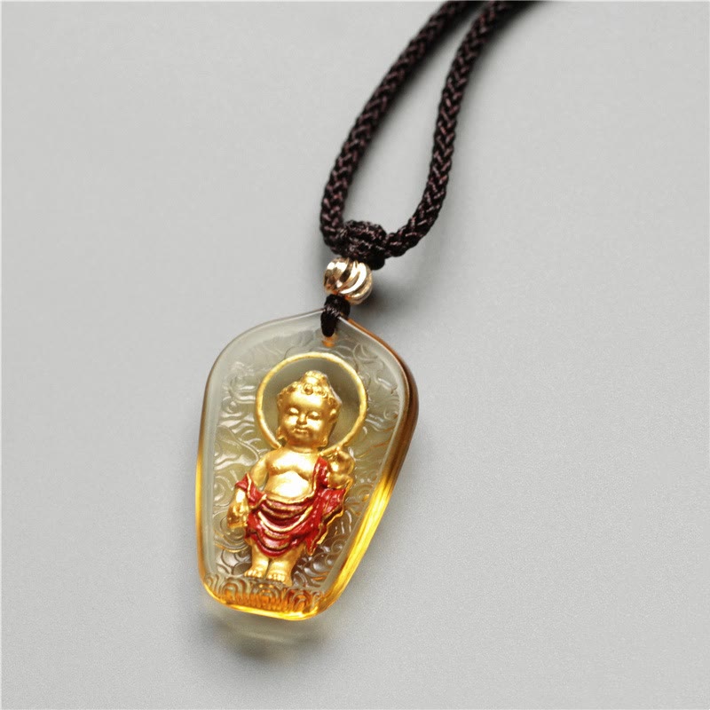 Buddha Stones Tibetan Buddha Liuli Crystal Serenity Necklace Pendant - image 2