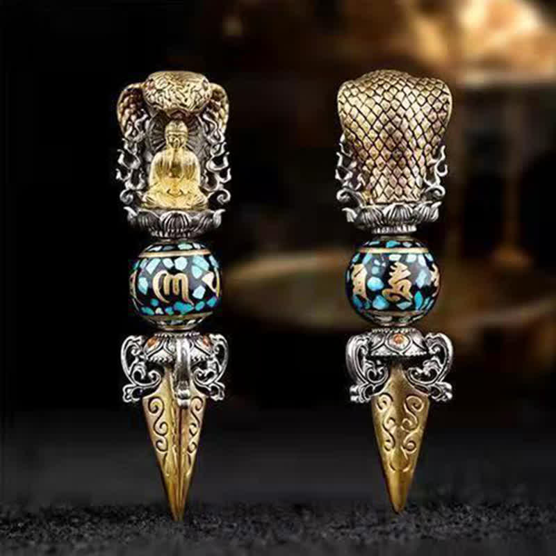 Buddha Stones Tibetan Om Mani Padme Hum Buddha Wealth Rotation Necklace Vajra Pendant - image 2