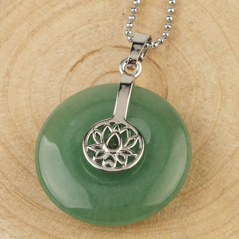 Buddha Stones Various Crystal Amethyst Pink Crystal Lotus Healing Necklace Pendant - Green Aventurine - image 25