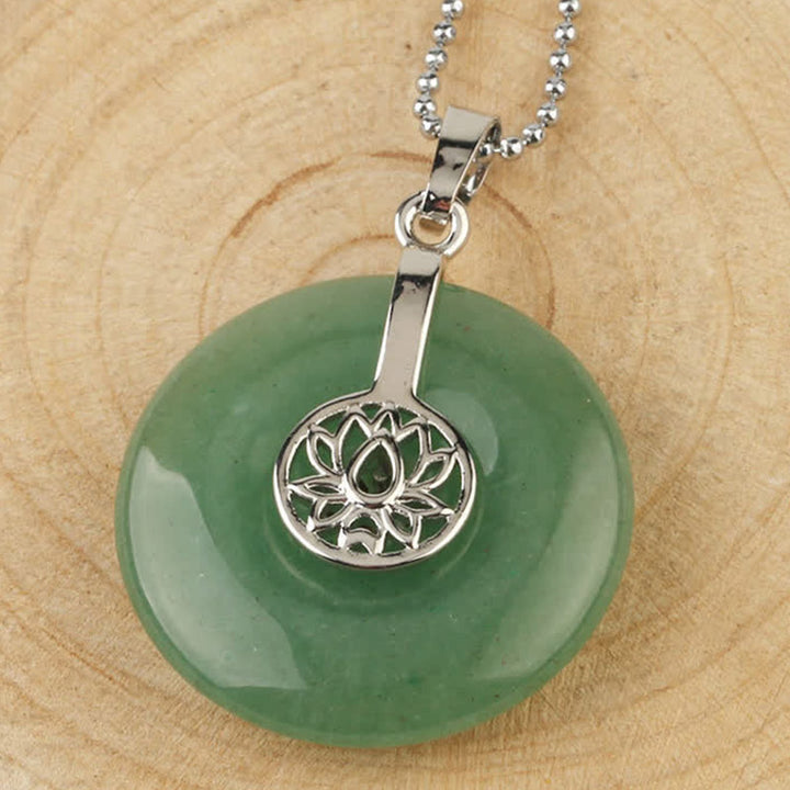 Buddha Stones Various Crystal Amethyst Pink Crystal Lotus Healing Necklace Pendant - Green Aventurine - image 25