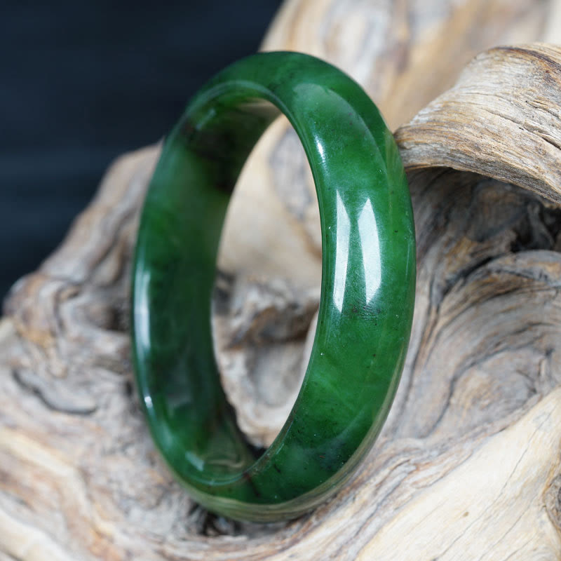 Natural Hetian Cyan Jade Happiness Success Bracelet Bangle - image 2