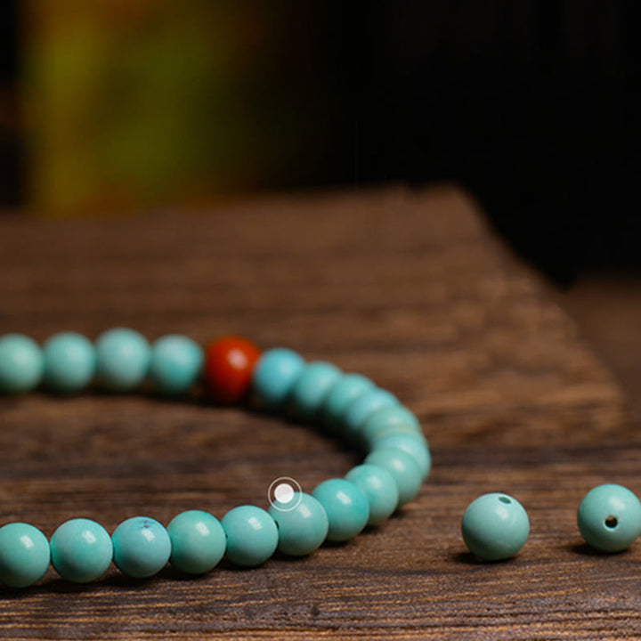 Buddha Stones Turquoise Red Agate Bead Protection Bracelet - image 5
