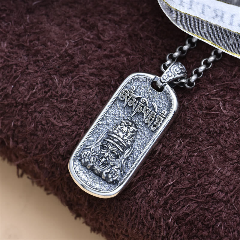 Buddha Stones 925 Sterling Silver Zakiram Goddess of Wealth Om Mani Padme Hum Peace Necklace Pendant - image 5