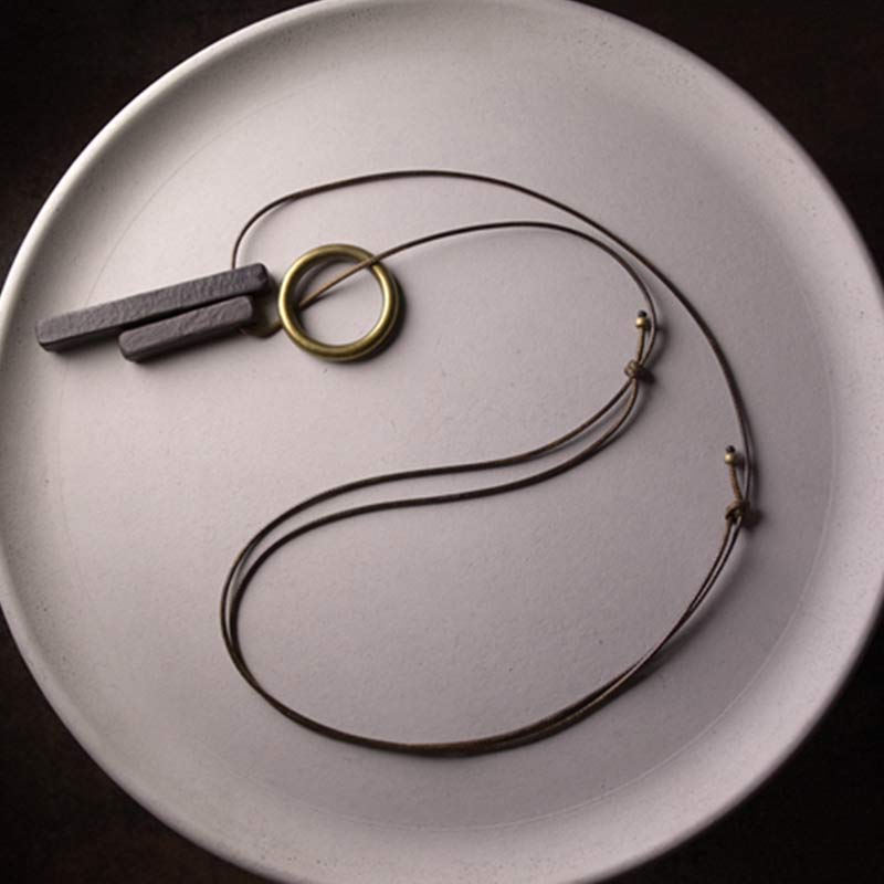 Buddha Stones Zen Circle Ebony Wood Enlightenment Necklace Pendant - image 6