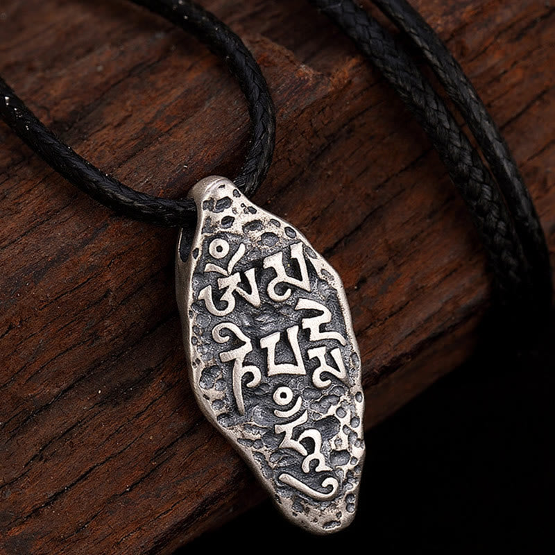 Buddha Stones Tibetan 925 Sterling Silver Om Mani Padme Hum Dorje Vajra Engraved Strength Necklace Pendant - image 10